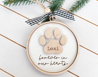 Pet Memorial Ornament, Personalized Pet Ornament, Forever in Our Hearts Pet Memorial, Gift for Someone who Lost a Dog, Loss of Pet Sympathy