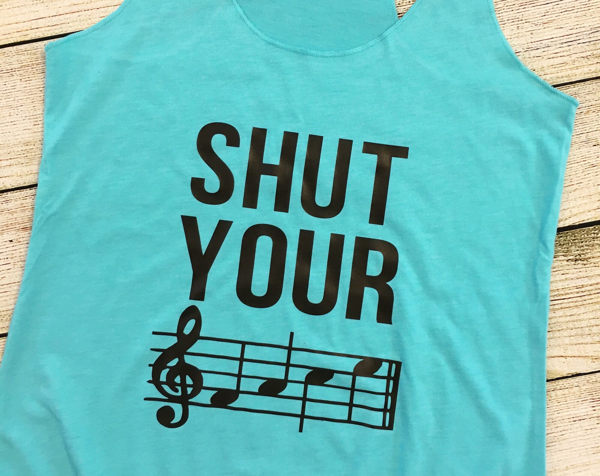 Shut Your FACE musical notes tank top