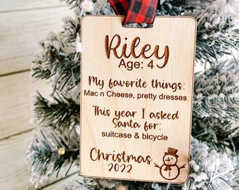 Keepsake Ornament, Child Personalized Ornament, Ornament for Kids, Year in Review Ornament, Christmas Memory Ornament, Time Capsule