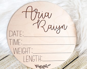 Wooden Baby Name Announcement, Baby Stat Sign for Pictures, Birth Announcement, Hospital Welcome Sign, Personalized Baby Hospital Sign