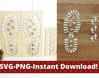 Santa and Elf Footprint Stencil Digital File | SVG | Santa's Boot Print | Cut file | Christmas