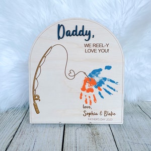 Father's Day Fish Sign, Father's Day Handprint Craft, Father's Day Gift ...