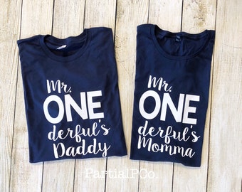 Mr. ONEderful's Mom | Mr. ONEderful's Dad | Team ONEderful | ONEderful Mom | ONEderful Dad | one-der-ful | navy blue and white | one derful