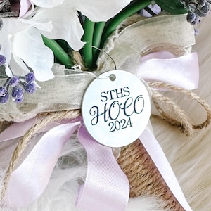 2025 HOCO Flower Charm, Silver Flower Charm, Homecoming Accessories, Personalized HOCO Flower Charm, Swag, Homecoming Flower Tag