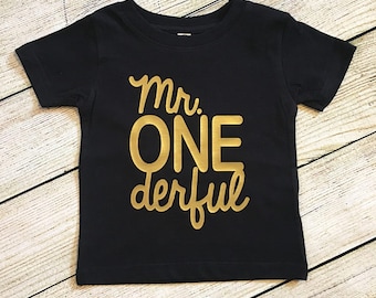 Mr. ONEderful First Birthday Shirt | smash cake | boy | one-der-ful | choose colors | one derful | Choose Color