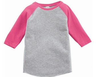 Blank 2T Pink & Gray Raglan Baseball Tee | Soft