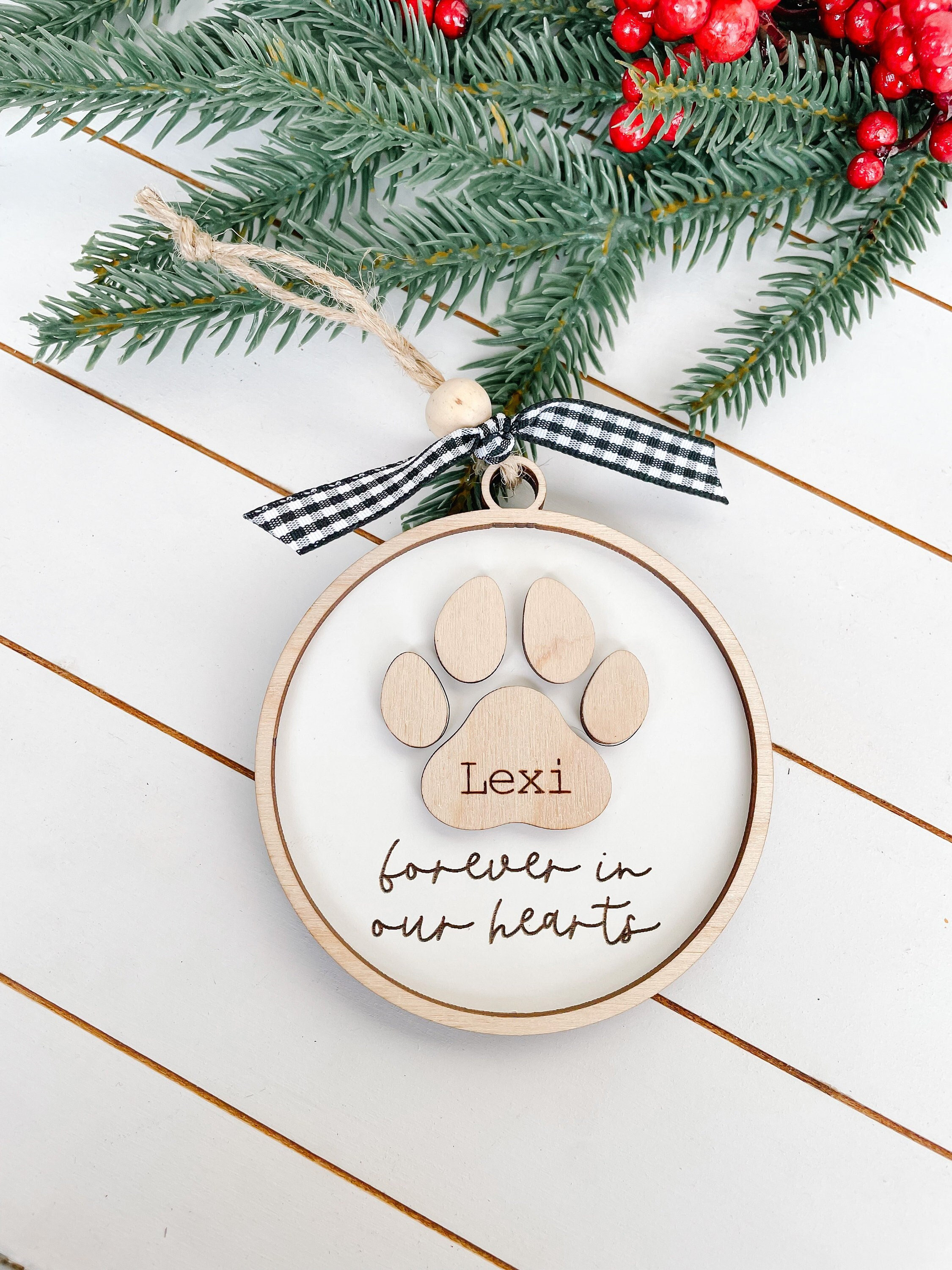 Pet Memorial Ornament, Personalized Pet Ornament, Forever in Our Hearts ...