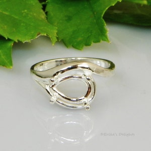 10x7 Pear Side Set Sterling Silver Pre-Notched Ring Setting (ID# 163-885)