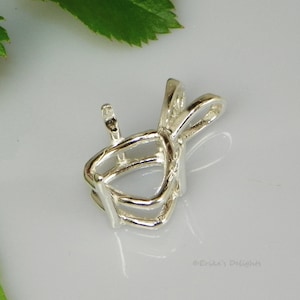 Trillion 3 Prong Deep (5mm-12mm) Sterling Silver Pre-Notched Pendant Setting (ID# 161-183)