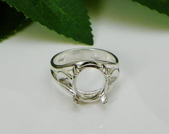 Oval Side Deco (12x10- 25x18) Cabochon (Cab) Sterling Silver RING Setting (ID# 163-900)