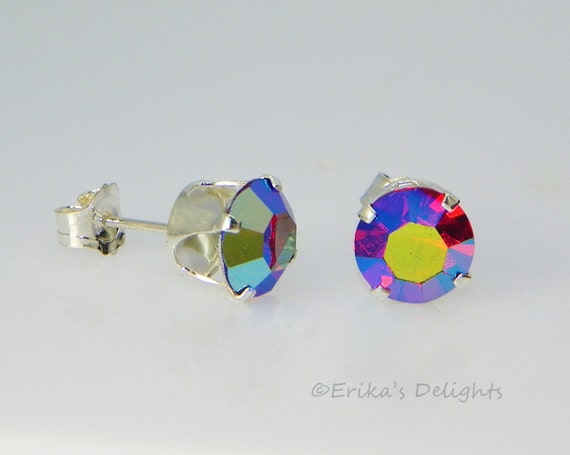 Flower Earrings with Swarovski(R) Crystal Siam Red Sterling Silver Flower Earrings with Swarovski(R) Crystal Siam Red Sterling Silver