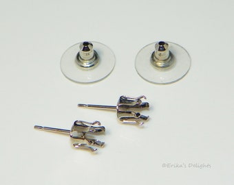 Round (4mm - 14mm) Rhodium Plated Snap Tite Earring Settings (6 Prong)