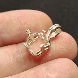 Square Regalle (10mm -14mm) Sterling Silver Pre-Notched Pendant Setting (ID# 161-089)