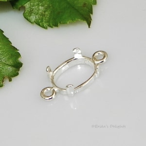 Oval (7x5 - 18x13) Cab (Cabochon) 2 Ring Link Sterling Silver Dangle Drop Setting (ID# 166-675)