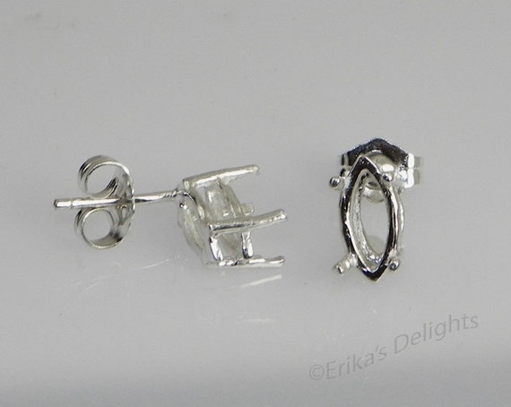 Round Six Prong Pre-notched Earring Mountings - Jamming Gems