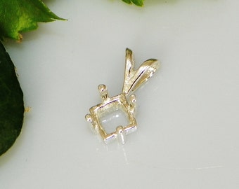 Square 4 Prong (4mm -8mm) Sterling Silver Pre-Notched Pendant Setting (ID# 161-174)
