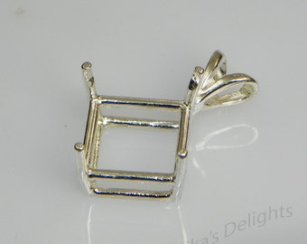 14kt White or Yellow Gold Octo-Square Pre-Notched Pendant Casting 6x6-11x11mm 