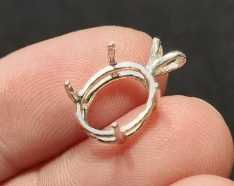 OVAL (6x4 -30x22)  Sterling Silver Pre-Notched Pendant Setting (ID# 161-050)