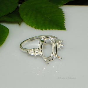 Oval Double Accent (10x8 - 14x12) Pre-Notched Sterling Silver RING Setting (ID# 163-490)