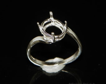 Oval Bypass (9x7 - 10x8) Sterling Silver Pre-Notched Ring Setting (ID# 163-515)