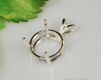 Castone con pendente preintagliato ROTONDO (4 mm -25 mm) in argento sterling (ID n. 161-010)