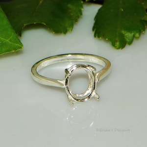 Oval Wire Mount (7x5 - 20x15) Pre-Notched Sterling Silver RING Setting (ID# 163-498)