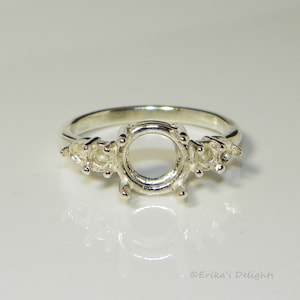 Round Double Accented (8mm - 13mm) Sterling Silver Pre-Notched RING Setting (ID#163-486)