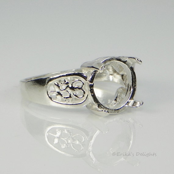 Round Filigree (6mm-10mm) Cabochon (cab) Sterling Silver RING