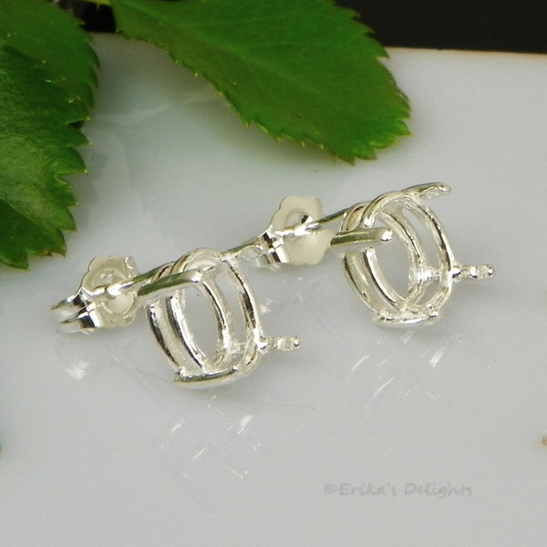 Boucles d'oreilles ovales (5 x 3 - 12 x 10) en argent sterling avec sertissage 4 dents (réf. 162-050)