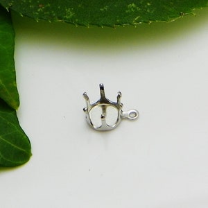 Round (5mm - 10mm) Rhodium Plated Snap Tite Dangle Drop Settings (6 Prong)