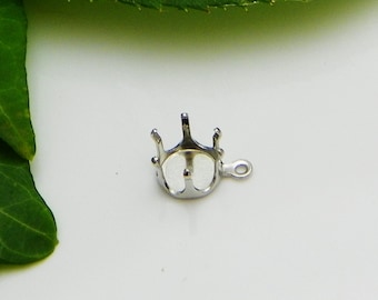 Montature pendenti a goccia rotonde (5 mm - 10 mm) placcate in rodio (6 punte)