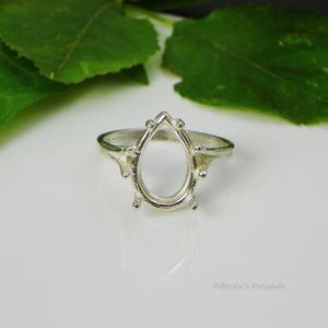 Pear Solitaire 4 Prong (12x8 - 20x15) Sterling Silver Pre-Notched RING Setting (#163-499)