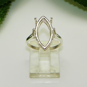 Marquise (10x5 - 20x10) Pre-Notched Sterling Silver RING Setting (ID# 163-497)