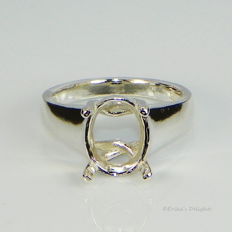 Oval Comfort Fit 8x6 12x10 Sterling Silver Pre-Notched RING Setting ID 163-516 image 3