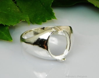 Mens Oval  (10x8 - 16x12) Cabochon (Cab) Sterling Silver RING Setting (ID# 163-032)