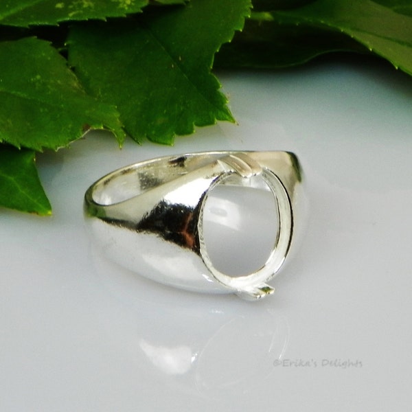 Mens Oval  (10x8 - 16x12) Cabochon (Cab) Sterling Silver RING Setting (ID# 163-032)