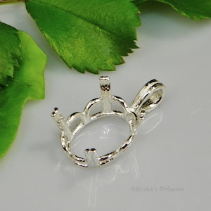 OVAL Regalle (10x8 -20x15)  Sterling Silver Pre-Notched Pendant Setting (ID# 161-059)