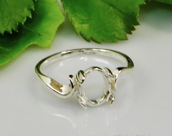 Oval Swirl (7x5- 10x8) Cabochon (Cab) Sterling Silver RING Setting (ID# 163-565)