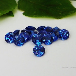 Round Blue Sapphire Cubic Zirconia (CZ) AAAAA Excellent Quality