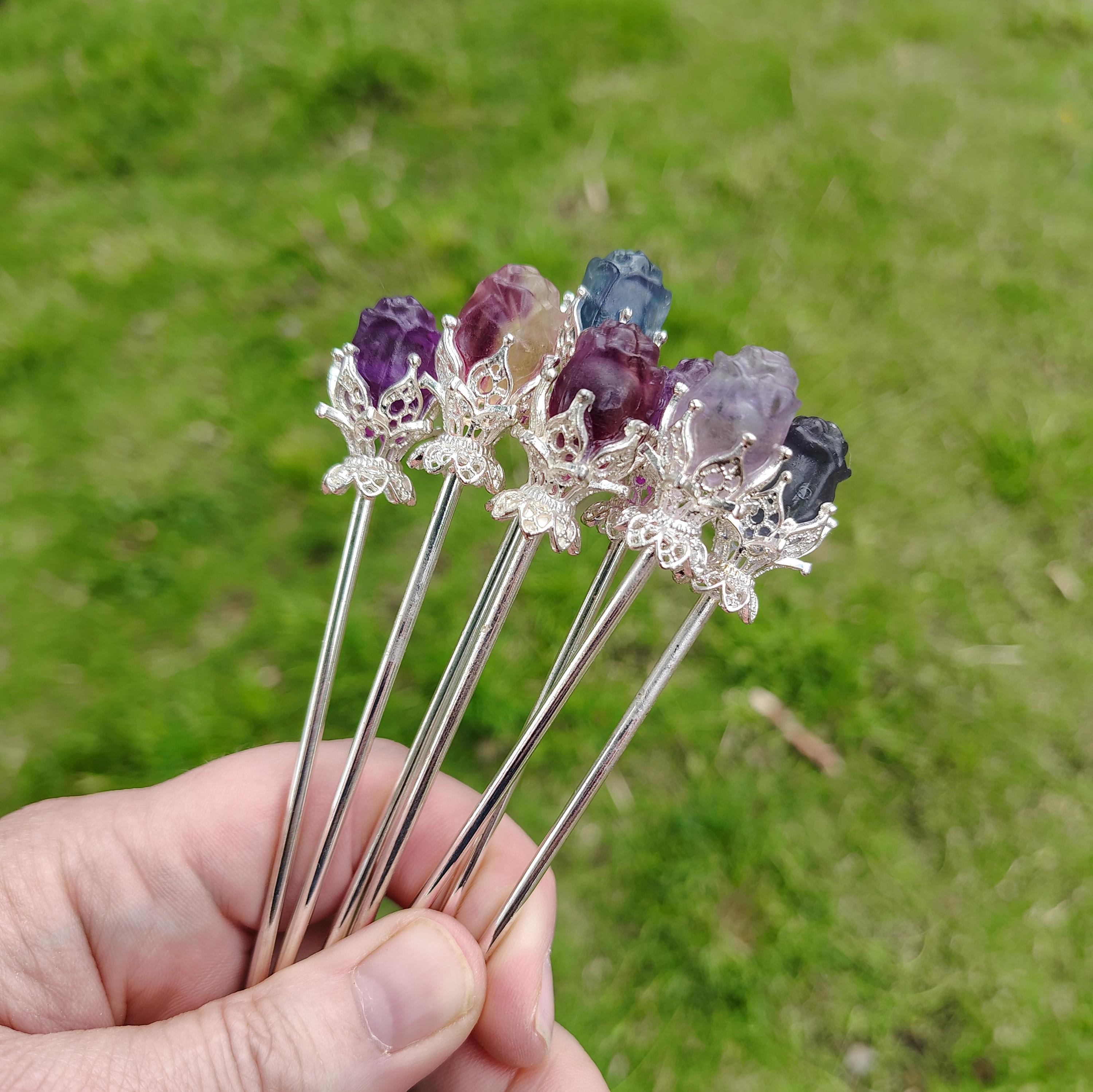 Amethyst/ citrine / strawberry Quartz/ fluoride/ Hair clip Hair comb​ Citrine Hair Comb - Etsy main image 2