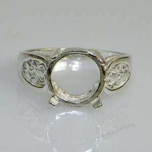 Round Filigree (5mm - 10mm) Sterling Silver Pre-Notched RING Setting (ID# 163-430)