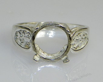 Round Filigree (5mm - 10mm) Sterling Silver Pre-Notched RING Setting (ID# 163-430)