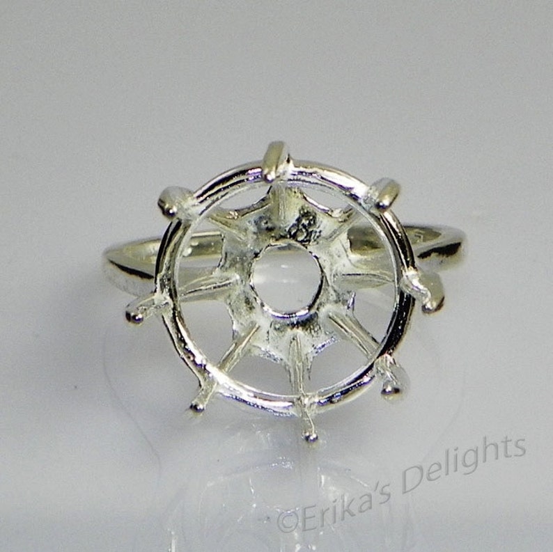Round Deep 8 Prong 9mm 20mm Sterling Silver Pre-Notched RING Setting ID 163-850 image 3