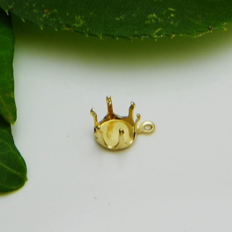 6 Prong 5mm - 10mm Gold Plated Snap Tite Dangle Drop Settings Round