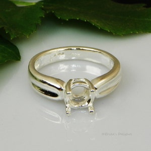 6.5mm Round Endante Pre-Notched Sterling Silver RING Setting (ID#163-259-0650)
