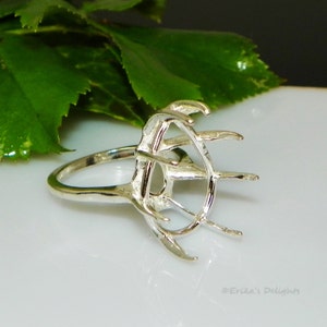 Pear Deep 8 Prong (12x8 - 20x15) Sterling Silver Pre-Notched RING Setting (#163-880)