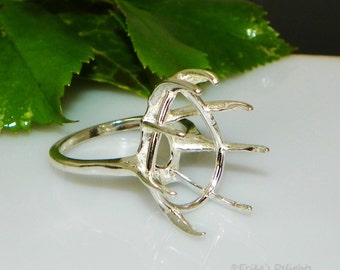 Pear Deep 8 Prong (12x8 - 20x15) Sterling Silver Pre-Notched RING Setting (#163-880)