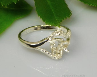Rund Semi Swirl (4 mm- 6 mm) Sterling Silber Ring-Fassung (ID # 163-260)