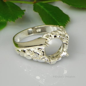 Round Mens Nugget Swirl (6mm - 12mm) Sterling Silver Pre-Notched Ring Setting (ID#163-326)