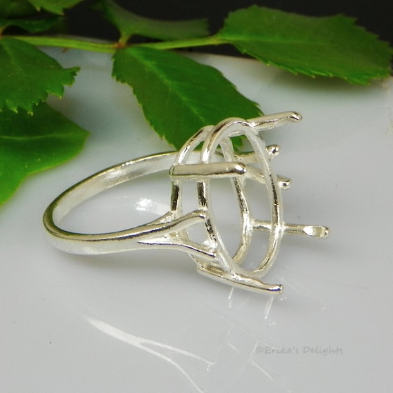 25x18 Oval Pre-notched Sterling Silver RING Setting (ID# 163-498